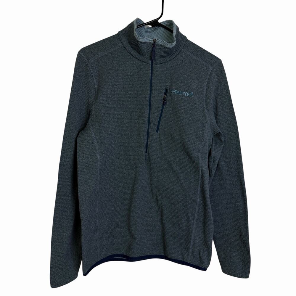 Marmot Mens Fleece Half Zip Pullover Small Blue Outdoors Ski Hiking *